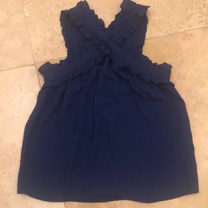 J. Crew NWT Blue Criss Cross Ruffle Top 00